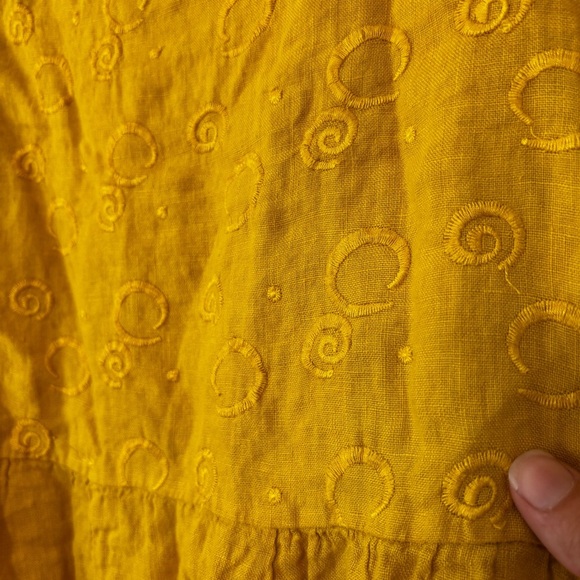 Terzo Millennio Yellow Linen Dress Boho Lagenlook Sz XL - Picture 7 of 9